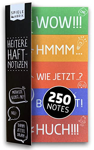 HEITERE HAFTNOTIZEN | 250 lustige Page Marker für Markierung RECHTS | Block mit witzigen Klebezetteln | Freche Sprüche für Büro, Schule, Uni | Kollegen, Schüler, Studenten | 5 x 50 Blatt | 6 x 2 cm
