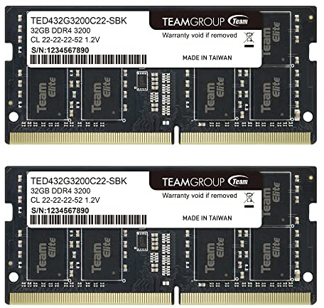 TEAMGROUP Elite TED464G3200C22DC-S01 - Módulo de memoria RAM DDR4 de 64 GB (2 x 32 GB) 3200 MHz PC4-25600 CL22 (2933 MHz o 2666 MHz)