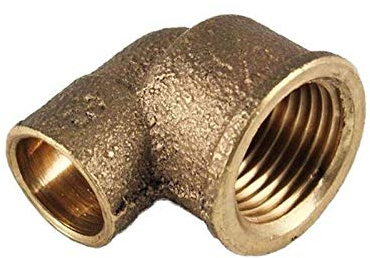 Rotguss-Lötfitting Übergangswinkel 90°, 10 mm x 3/8 Zoll IG - Typ 4090G, DVGW