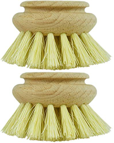 Novaliv 2X Ersatzbürste I Naturfibre I groß I Wechselkopf Holz Spülbürste Abwaschbürste Küchenbürste Geschirr Bürste Scheuerbürste Putzbürste Bürste Küche Dish Brush