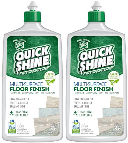 Quick Shine Multi Surface Floor Finish 27oz, 2Pk | Cleaner & Polish to use on Hardwood, Laminate, Luxury Vinyl Plank LVT, Tile & Stone | Safer Choice w/Clean Shine Technology | Shine-Protect-Refresh