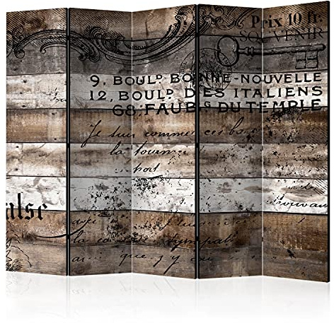 murando - Paravent Raumteiler Retro Vintage, 225x172 cm, 5-teilig, modern | Mobiler Sichtschutz, sofort einsatzbereit, Holzrahmen, ideal fürs Wohnzimmer oder Büro, geruchsneutral, lichtbeständig