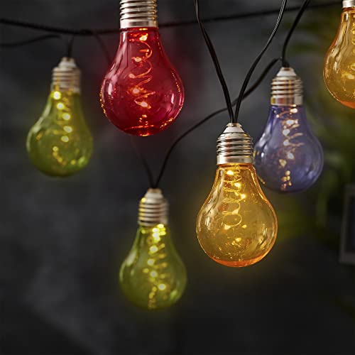 Star Trading Solar Lichterkette außen - Garten Lichterkette mit 9 Bunten LED Glühbirnen, Vintage-Stil, IP44, Dämmerungssensor, 380 cm, für Balkon & Terrasse