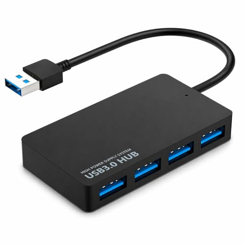 USB 3.0 Hub 4 Port, USB Splitter for Laptop PC Xbox, 5Gbps Data Transfer | Adds 4 extra USB-A ports for keyboards, mice, flash drives & game controllers. Slim, driverless, plug & play.