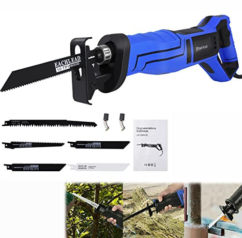 Professional Säbelsäge Universalsäge Reciprosäge(900W, 28 mm Hublänge, werkzeuglos verstellbarer Sägeschuh, Variable Geschwindigkeit, 5 Sägeblättern für schnelle Schnitte in Holz, Metall & Kunststoff)
