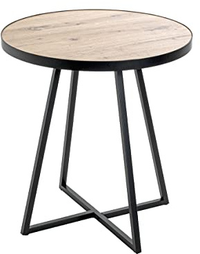 HAKU Beistelltisch rund Eiche hell schwarz MDF Metall runder Couchtisch - Maße: H 52 x Ø 48 cm Style: Modern