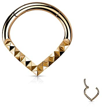 Treuheld® Spitzes Segmentring-Clicker Piercing mit Muster | 4 Farben