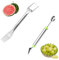 Cortador de melón de acero inoxidable, 2 piezas, sandía, cortador de sandía, cortador de melón, tenedor, cortador de sandía, cortador de tenedor para frutas, helados, cocina, gadget fruit spoon fork