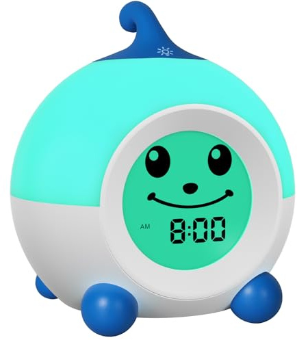 I·CODE Kinder Wecker, Schlaftrainer, Lichtwecker mit Abschaltautomatik | Wake Up Light, Für Jungen Mädchen Teens, Blau