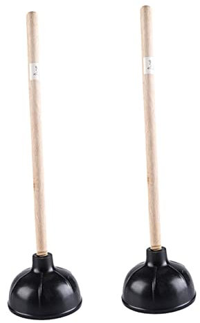 Hemobllo 2pcs Rubber Plungers Wooden Handle Toilet Unclogger for Bathroom Drain Unblocker Cleaning Tool Dredging Tool