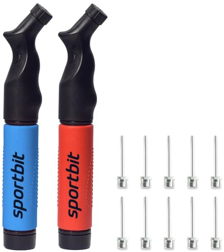 SPORTBIT Ballpumpe mit 5 Nadeln Set - Handpumpensystem zum Aufpumpen - Passt für jeden Sportball Volleyball Basketball Fußball Gymnastik Soccer Ball, Aufblasgerät Luftpump