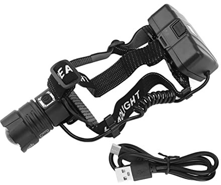 Hztyyier Ultrahelle LED-Stirnlampe für den Außenbereich, über USB Wiederaufladbar, um 90° Verstellbare Laufmodi, Unnachgiebiger Scheinwerfer aus Legierung, Perfekter Begleiter Beim