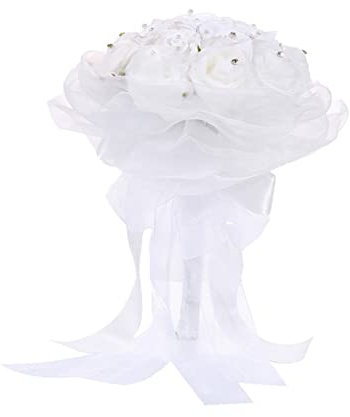 Alipis Brautstrauß Aus Künstlichen Blumen Mit Perlen Romantische Handtasche Für Hochzeiten Elegante Dekoration Für Fotoshootings Und Feierlichkeiten Langlebig Und Pflegeleicht