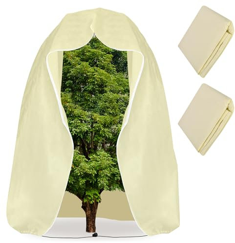 2 Pezzi 200x200cm Copertura Limone Inverno - Protezione Invernale per Piante Grandi - Cappuccio Protezione Piante Inverno - Telo Copripiante Invernale Antigelo con Coulisse e Cerniera