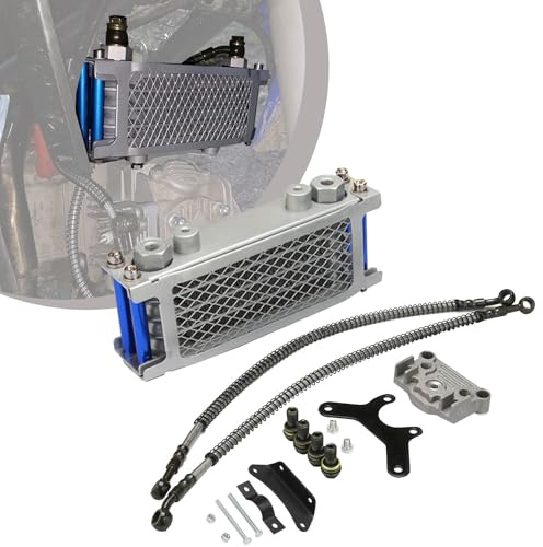 Runfarr Motorcycle Engine Oil Cooler,Oil Cooler Cooling Radiator Kit for 70cc 110cc 125cc 140cc Engine Motorbike Pit Bike Dirt Bike-Blue