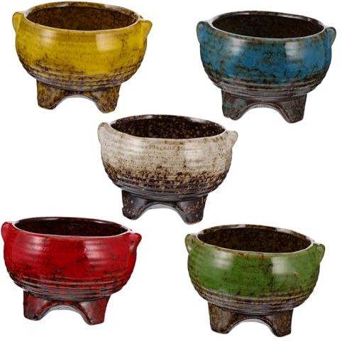 INOOMP 5 Pièces Pot De Fleur Succulente Récipient De Fleur en Céramique Pot De Fleur De Balcon en Céramique Pot De Bonsaï Domestique Créatif en