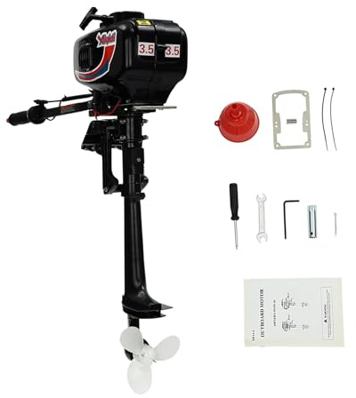 Fridgestea 2 Stroke 3.5HP Outboard Motor, 52CC Petrol Boat Engine, Water Cooling Trolling Motor, CDI Ignition System for Inflatable Boats, Fishing Boats, Dinghies, Kayaks