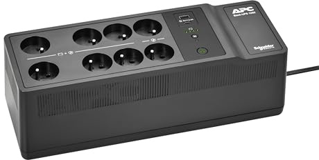 APC Back-UPS BE Series BE1050G2 USV Wandmontage / Aufputzmontage USB-C + USB-A Wechselstrom 230 V 600 Watt 1050 VA 9 Ah Ausgangsanschlüsse: 8 Frankreich Schwarz