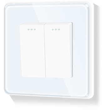 LIAONFOY Runde 2 Fach 1 Weg Lichtschalter Glas panel Taste Schalter 2.5D Ein Aus Schalter Wandschalter Unterputz Gebogener Rahmenwinkel Weiß 110-250V 86mm