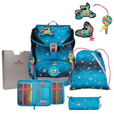 DerDieDas ErgoFlex Exklusiv LED Schulranzenset 5-teilig Rainbow Star