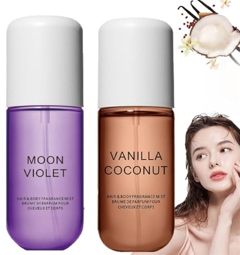 Vanilla Coconut Perfume - Coconut Vanilla Perfume,Vanilla Coconut Hair and Body Perfume Spray,Vanilla Skin Perfume,Skin Full Size Body Mist,Vanilla Hair & Body Fragrance Mist for Women (Set C)