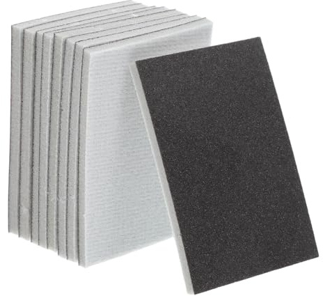 CIYODO 9pcs Brown Square Sanding Sponge Pads Set with 80#, 100#, 320# Grits for Wet and Dry Hand Sanding Polishing on Paint Surfaces, Micro Mesh Sandpaper Sheets for Industrial and DIY