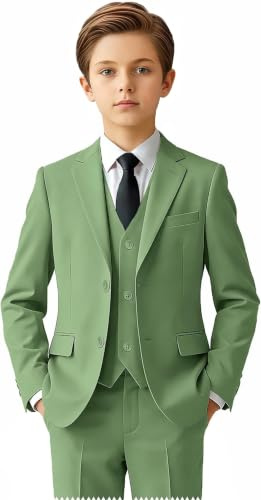 Boys Suits 5 Piece Slim Fit Suit for Kids Formal Ring Bearer Suits | 4-teiliges Set aus Weste und Hose mit Hemd und Krawatte, Smoking-Anzüge für Kinder, verstellbare Taille, für Hochzeit