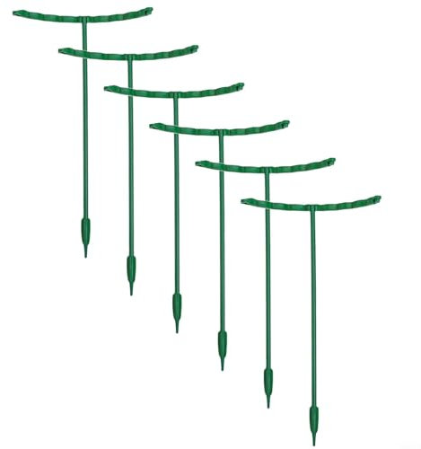Entgoinggo 6 picchetti di supporto per piante da giardino, semicircolari, in plastica, per piante rampicanti, gabbia per ortensie, rose, peonie, pomodori (25 x 14,5 cm)