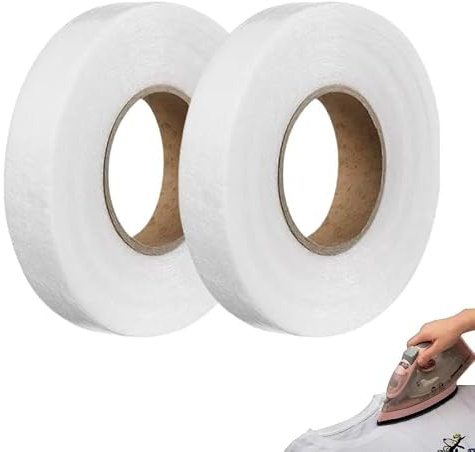 Saumband zum Aufbügeln 100 Meter（50m*2PCS),Breite 20 mm, Bügelband zum Bügeln für Textilien wie Hosen Gardinen Vorhänge, Gardinen Kürzen ohne Nähen, Bügelsaumband für Vorhänge Weiß