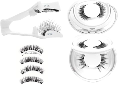 Magnetic Eyelashes Kit – 2 Pairs Magnetic Lashes Natural Look with Applicator & Mirror Case, No Glue Needed, Reusable Strong Hold False Lashes – Beginner Friendly & Comfortable