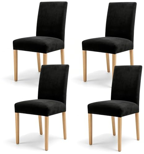 Xgvzs 4PCS Dining Chair Covers Removable Chair Slipcovers Reusable Set of 4 for Dining Room Kitchen Black