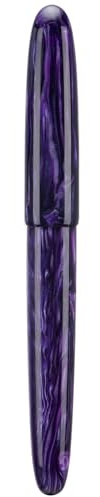 Asvine C80 Fountain Pen #8 Stub 1.1mm Nib Large Handcraft Calligraphy Art Drawing Pen with Converter Pen Case Collection Set (Purple Ripple)