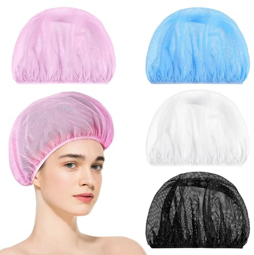 4 Pcs Hair Net for Sleeping, Mesh Sleep Bonnets for Sleeping Night, Hairs Nets for Catering, Hair Net For Rollers, Curly Hairs Nets Sleep Caps for Women, Elastic Hairnet