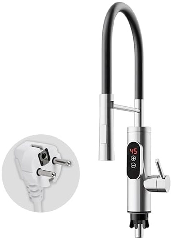 Electric Water Heater Tap 220V 3300W Instant Hot Water Tap Faucet Supply Hot and Cold Water with LED Digital Display 360° Rotatable for Home Kitchen Sink House