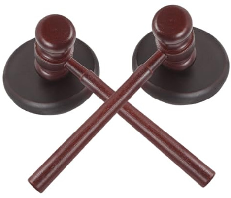 TOBBOMEY Juego de 2 Martillos de Juez de Madera, Juguete Educativo para Niños, Accesorio de Disfraz para Halloween y Escolar