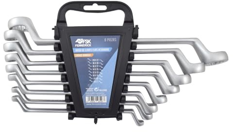 Llave fija - juego de 8 piezas acodadas de estrella, fabricadas en acero al cromo vanadio, diseño ergonómico y alta resistencia.