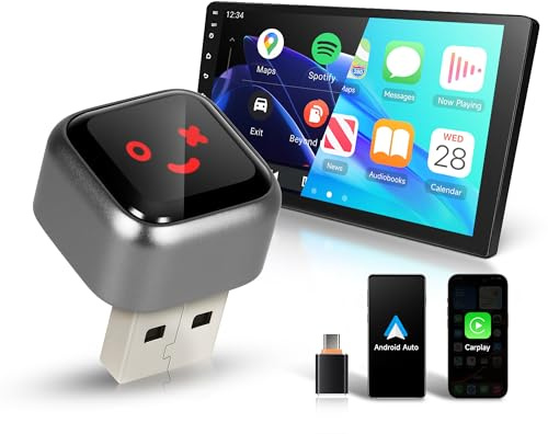 2025 Wireless Carplay & Android Auto Wireless Adapter, 2 IN 1 Stick Konvertieren Wired Android Auto/Car Play in kabellos für Autos mit Wired CarPlay, Car Play Kabellos Adapter Plug & Play USB/Typ-C