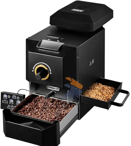 Coffee Bean Roaster, Commercial Drum Roasting Machine with Intelligent Operation Panel for Cafes, Restaurants, Bars, Hotels, 200-500g Capacity