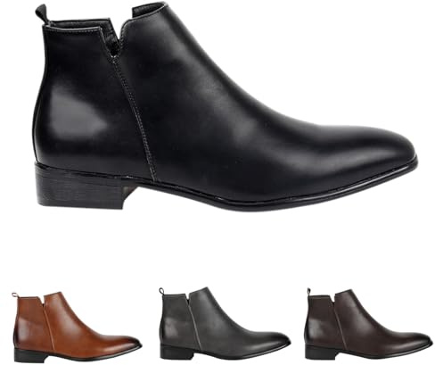 Stivaletti da uomo, impermeabili, Chelsea Boots da uomo, in pelle, per attività all'aria aperta, per il tempo libero, eleganti, per l'autunno, antiscivolo, da trekking, Nero , 45 EU