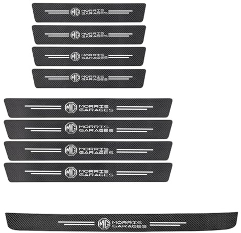 BUSDPL 9 Piezas Estribos Protección de Umbral de Puerta para MG HS 2017-2025, Cinta Decoración Umbral Carbono Bienvenidos Pedal Accesorios Coche