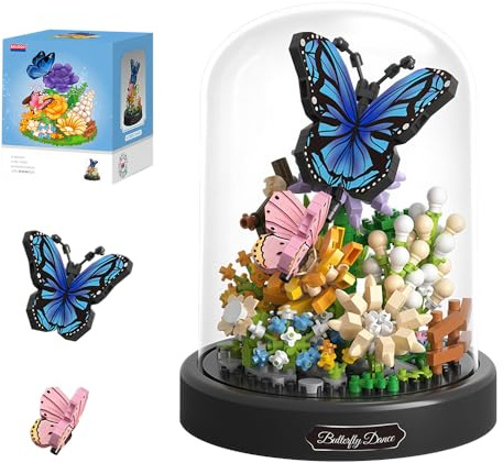 CLIUNT Briques De Construction Bouquet De Fleurs, Construction de Bouquet de Papillons, Construction Papillons, Jouets De Construction avec Protection Contre La Poussière(530 pièces)