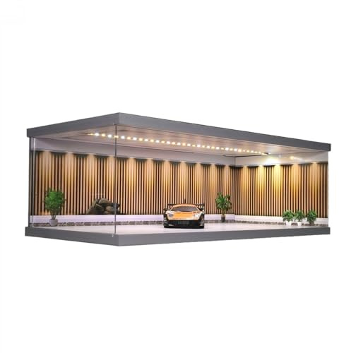 NUEIOVRW 1:64 Diorama Garage Model, Tri-Colour LED Lighting Parking Lot Scene Display Case, Multi-Combination Showroom Model Cars Storage, Display Box, Dimmable Building Model Garage (1:64 A)