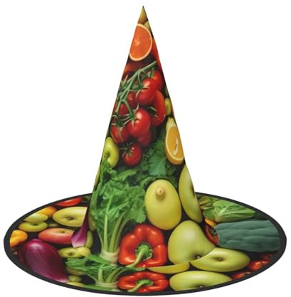 asbwuo (Fresh Fruits and Vegetables) Printed Foldable Halloween Hat Holiday Costume Cap Cosplay Party Witch Hats