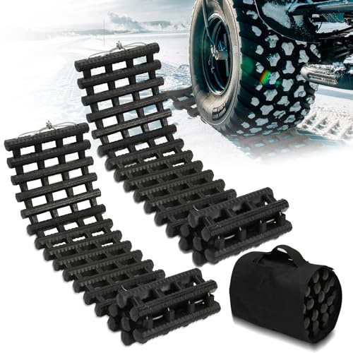 Ollewiellan 2 Set Anfahrhilfe, 7 TONNEN Traktionshilfe Auto, 100 x 21 x 2.5 cm Traktionsmatte Offroad, TPR- Bergungsbretter, Sandbleche Wohnmobil mit Tragetasche für PKW/LKW