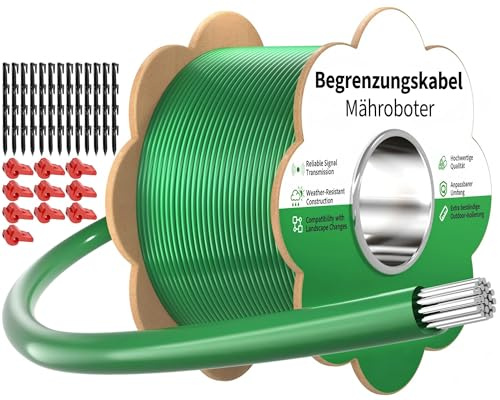 Begrenzungskabel Mähroboter - 150m Rasenroboter Begrenzungsdraht Set mit 100 Erdnägel +20 Verbinder +20 Anschlussklemmen, Allgemein Rasenmäher Roboter Kabel Kompatibel mit Gardena Husqvarna Worx Bosch