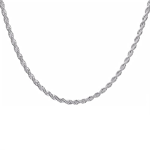 4mm repkedja unisex fest bröllopspresent silverhalsband män
