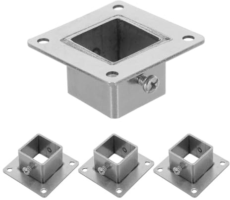 Zerodeko 4 bases de anclaje cuadradas para postes - Base de brida para poste de barandilla de tubo cuadrado de 26 mm - Accesorio para barandilla de terraza para cerca, buzón, pérgola