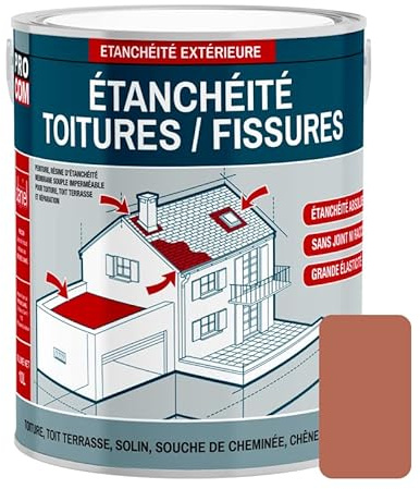 Peinture, résine d'étanchéité toiture, réparation tuiles, fissures, anti-fuites, décore, protège, plusieurs coloris PROCOM 0.75 litres