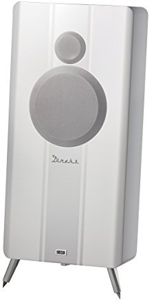 HECO Direkt I 2 Wege-Standlautsprecher mit hochwertigem HiFi-Sound I Elegante Lautsprecherbox mit Doppelbass – weiß/Silber seidenmatt