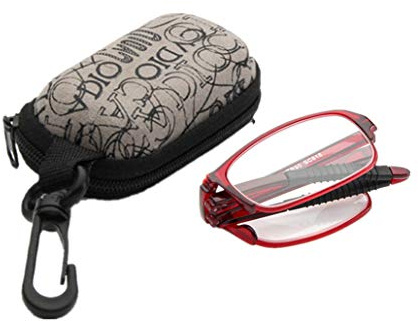 PANGHU Portable pliant Lunettes Transparentes de lecture Femme/Homme ovale Cadre en métal presbytie Loupes Lunettes avec étui